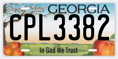 GA license plate CPL3382