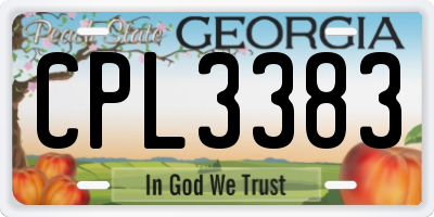 GA license plate CPL3383