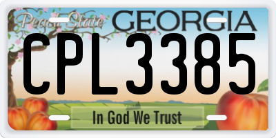 GA license plate CPL3385