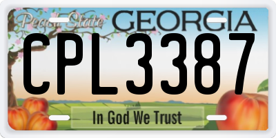 GA license plate CPL3387
