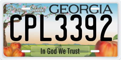 GA license plate CPL3392