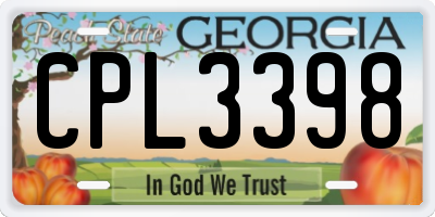 GA license plate CPL3398