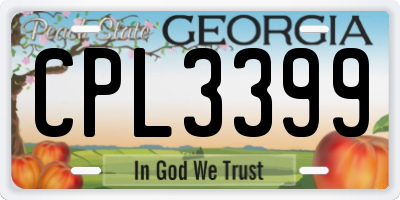 GA license plate CPL3399