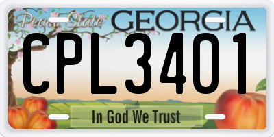 GA license plate CPL3401