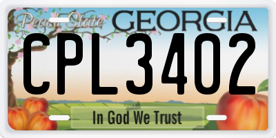 GA license plate CPL3402