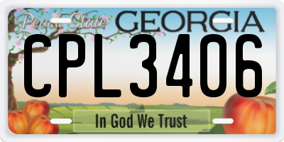 GA license plate CPL3406