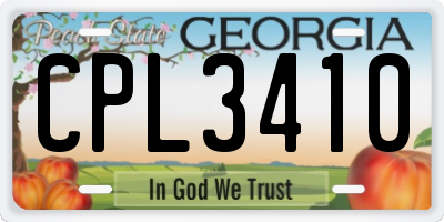 GA license plate CPL3410