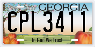 GA license plate CPL3411