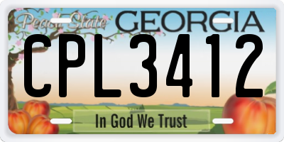 GA license plate CPL3412