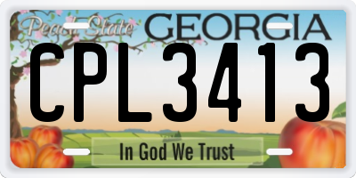 GA license plate CPL3413