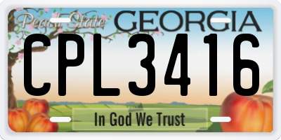 GA license plate CPL3416