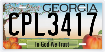 GA license plate CPL3417