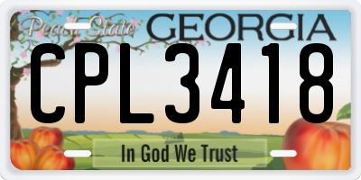 GA license plate CPL3418