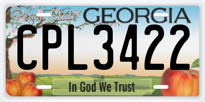 GA license plate CPL3422