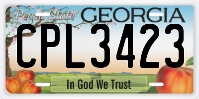 GA license plate CPL3423