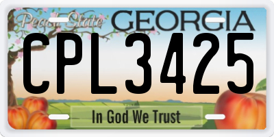 GA license plate CPL3425