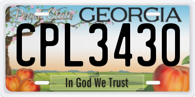 GA license plate CPL3430