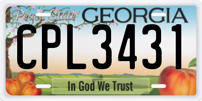 GA license plate CPL3431