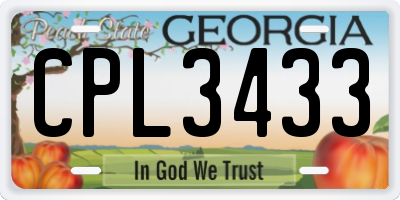 GA license plate CPL3433
