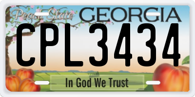 GA license plate CPL3434