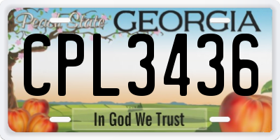 GA license plate CPL3436