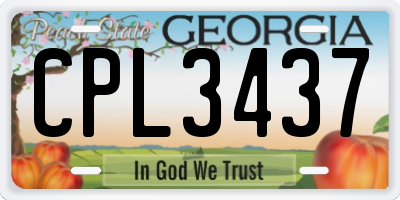 GA license plate CPL3437