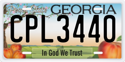 GA license plate CPL3440