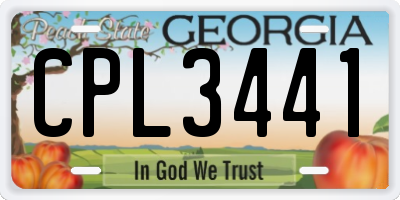 GA license plate CPL3441