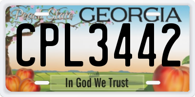 GA license plate CPL3442