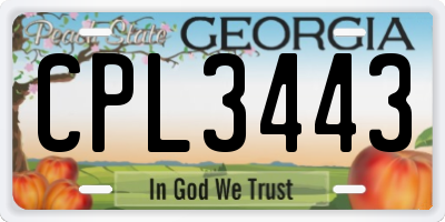 GA license plate CPL3443