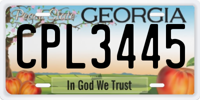 GA license plate CPL3445