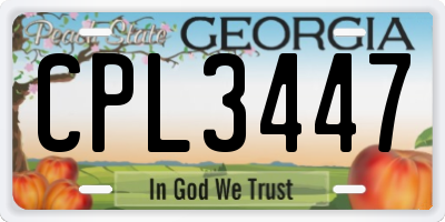 GA license plate CPL3447