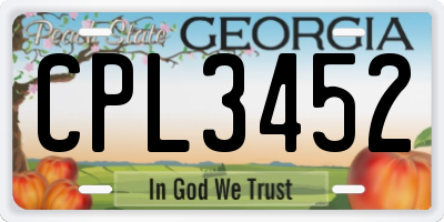 GA license plate CPL3452