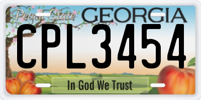 GA license plate CPL3454