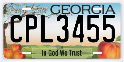 GA license plate CPL3455