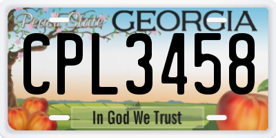 GA license plate CPL3458