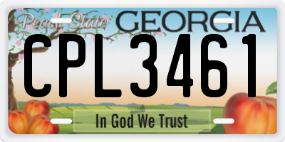 GA license plate CPL3461