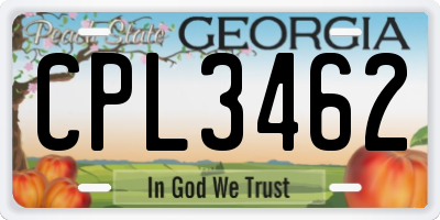 GA license plate CPL3462
