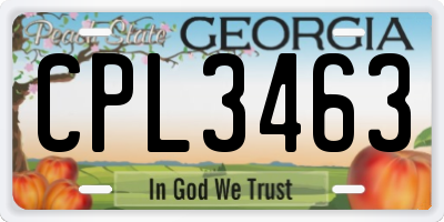 GA license plate CPL3463