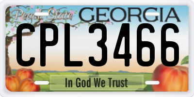 GA license plate CPL3466