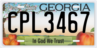 GA license plate CPL3467