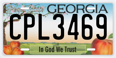 GA license plate CPL3469