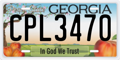 GA license plate CPL3470