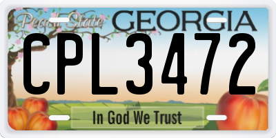 GA license plate CPL3472