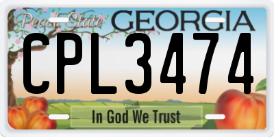 GA license plate CPL3474