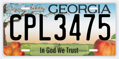 GA license plate CPL3475