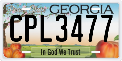 GA license plate CPL3477