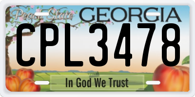 GA license plate CPL3478