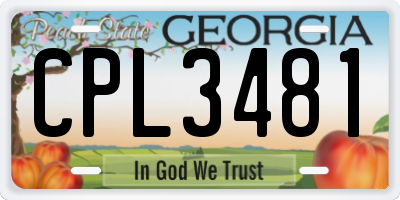 GA license plate CPL3481