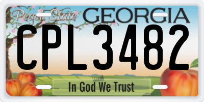 GA license plate CPL3482